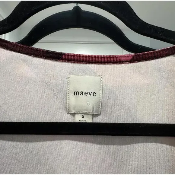 Maeve Plaid Velvet Babydoll Top in Pink Plaid Size Small - Picture 6 of 6